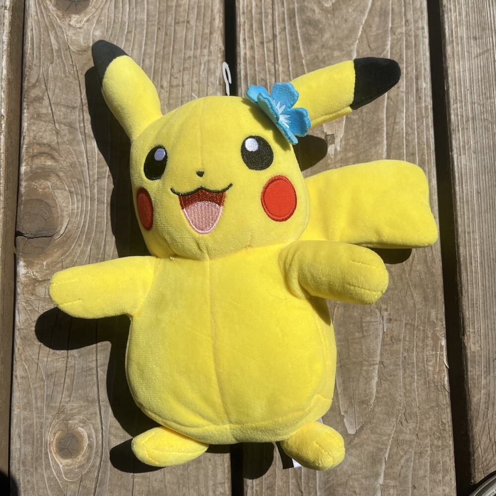 Pokemon 8” Pikachu Blue Flower Aloha Plush Licensed Authentic Hawaii
